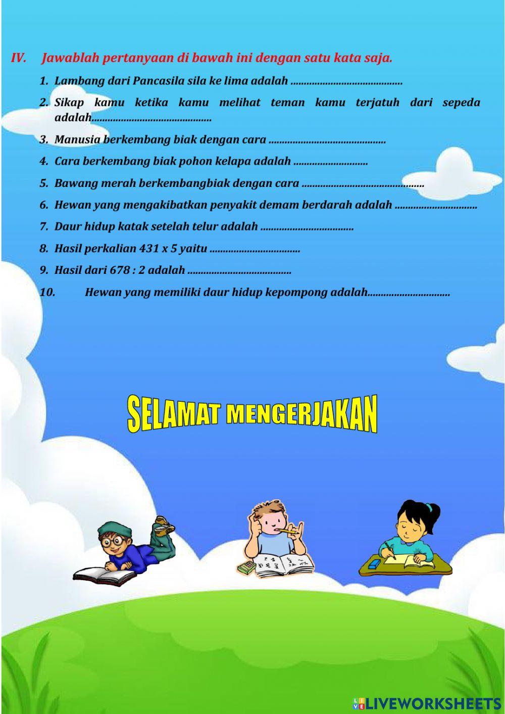 Soal pas tema 1 Free Interactive Worksheets 1456210