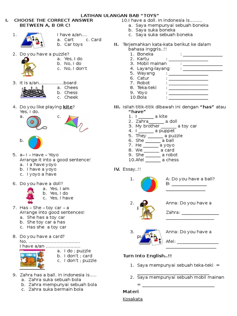 Latihan Soal Bahasa Inggris Kelas 1 Sd Dalchaebi