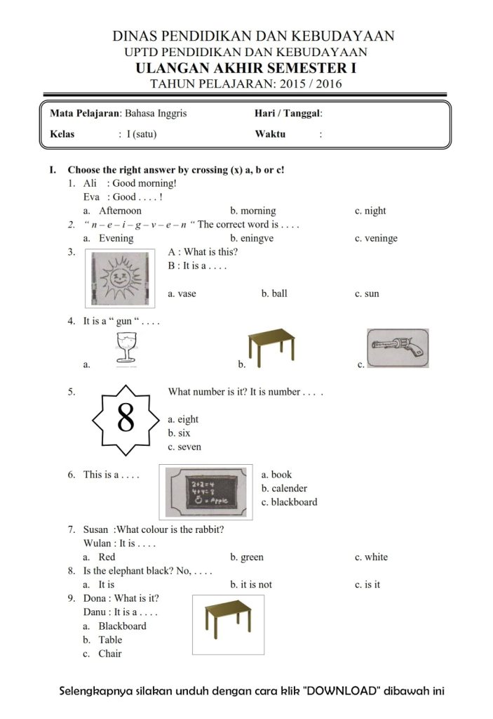 7 Rahasia Nilai Sempurna Soal UTS Kelas 1 Bahasa Inggris Semester 1 yang Wajib Diketahui