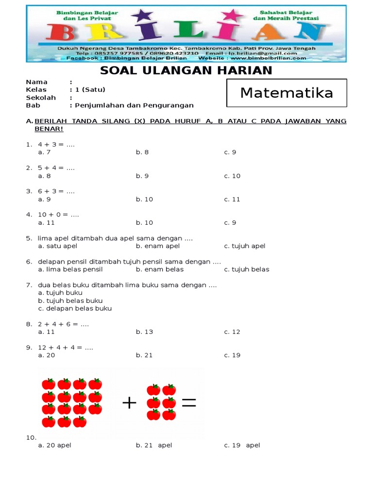 Contoh Soal Matematika Kelas 2 Sd Dalchaebi